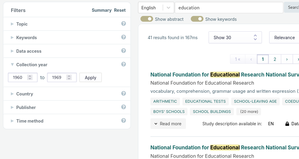 Filtered search
