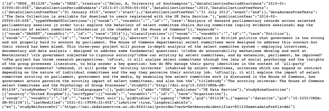 Raw JSON view